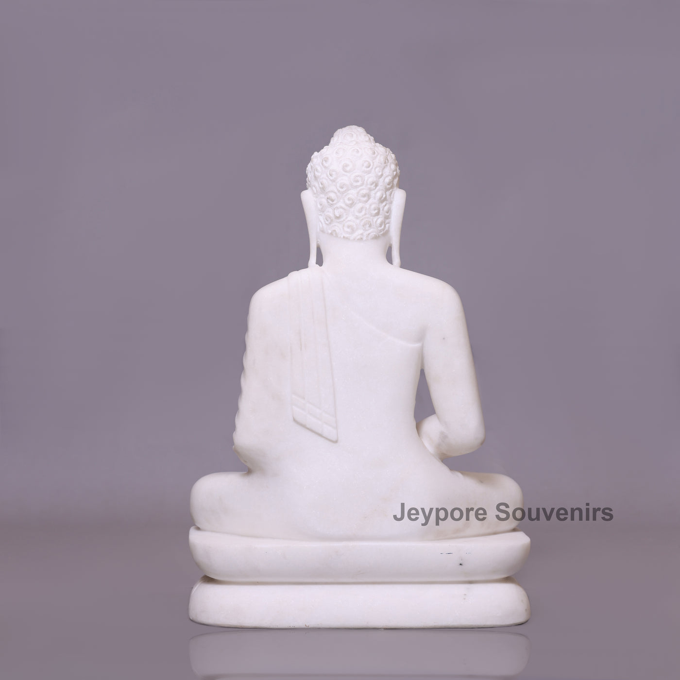 24" Pure White Marble Lord Buddha Statue