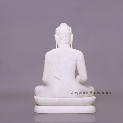 24" Pure White Marble Lord Buddha Statue