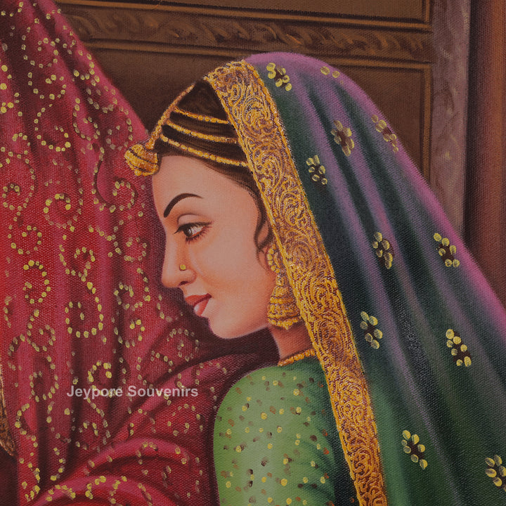 Traditional Indian Royal Ladies Playing Chausar Canvas Painting