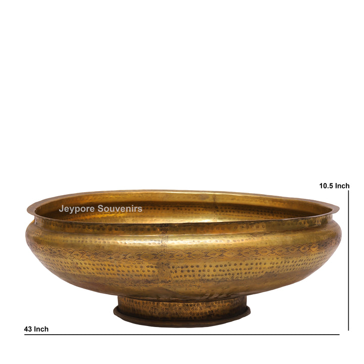 Handcrafted Brass Urli Bowl with Hammered Finish &amp; Pedestal Stand