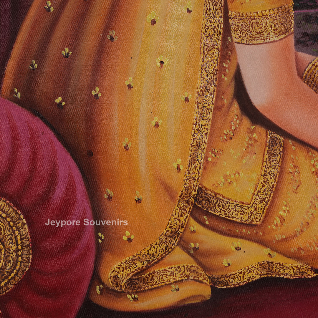 Traditional Indian Royal Ladies Playing Chausar Canvas Painting