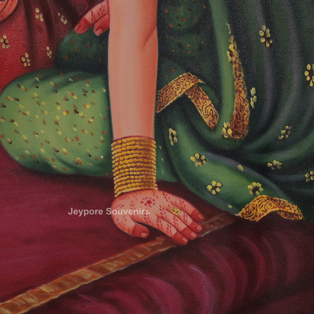 Traditional Indian Royal Ladies Playing Chausar Canvas Painting