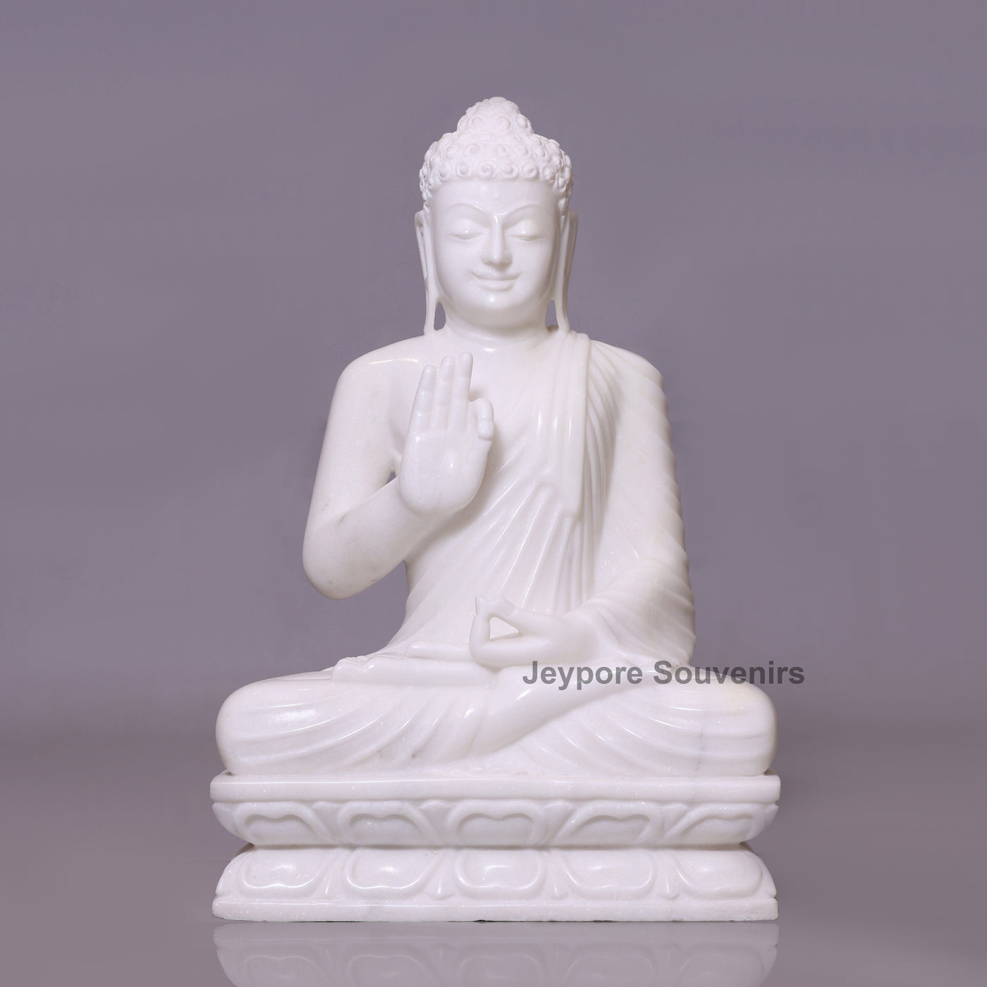 24" Pure White Marble Teaching Mudra Lord Buddha Idol