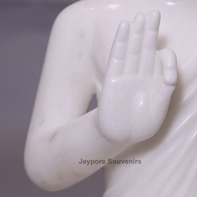 24" Pure White Marble Teaching Mudra Lord Buddha Idol