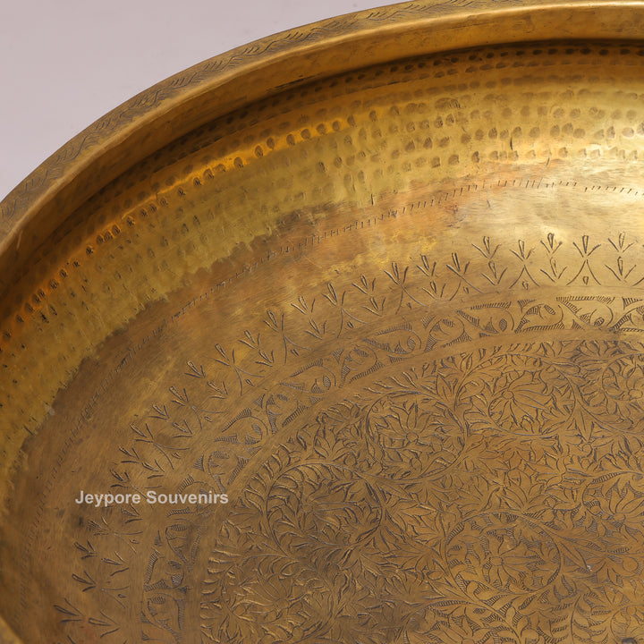 Handcrafted Brass Urli Bowl with Hammered Finish &amp; Pedestal Stand