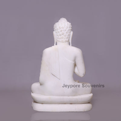 24" Pure White Marble Teaching Mudra Lord Buddha Idol
