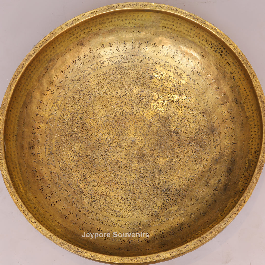 Handcrafted Brass Urli Bowl with Hammered Finish &amp; Pedestal Stand