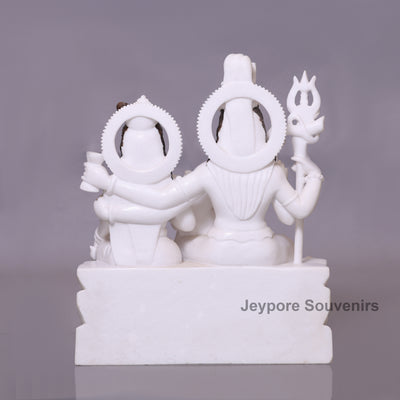 24" White Marble Shiva Parivar Idol - Lord Shiva, Parvati, Ganesha & Kartikeya