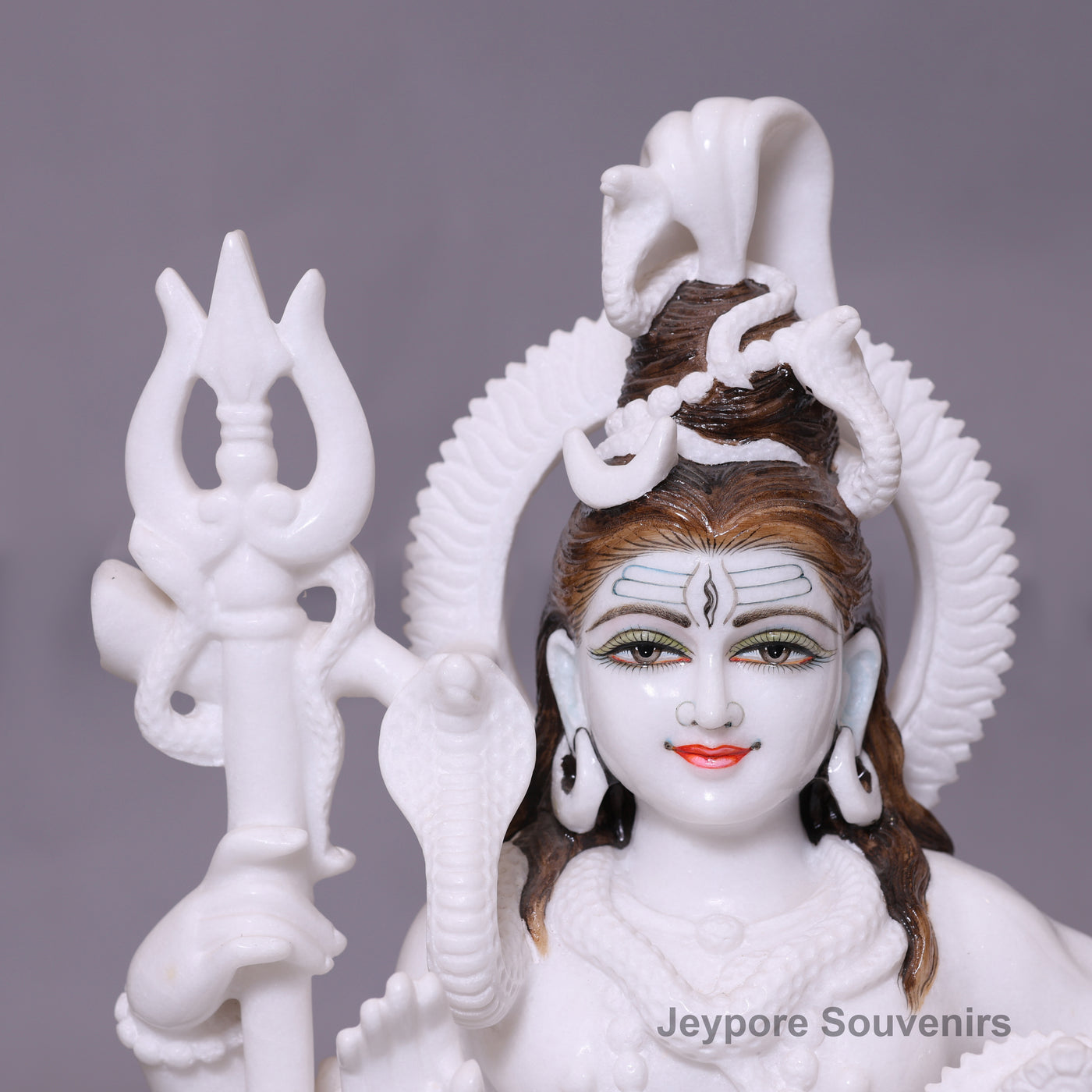 24" White Marble Shiva Parivar Idol - Lord Shiva, Parvati, Ganesha & Kartikeya