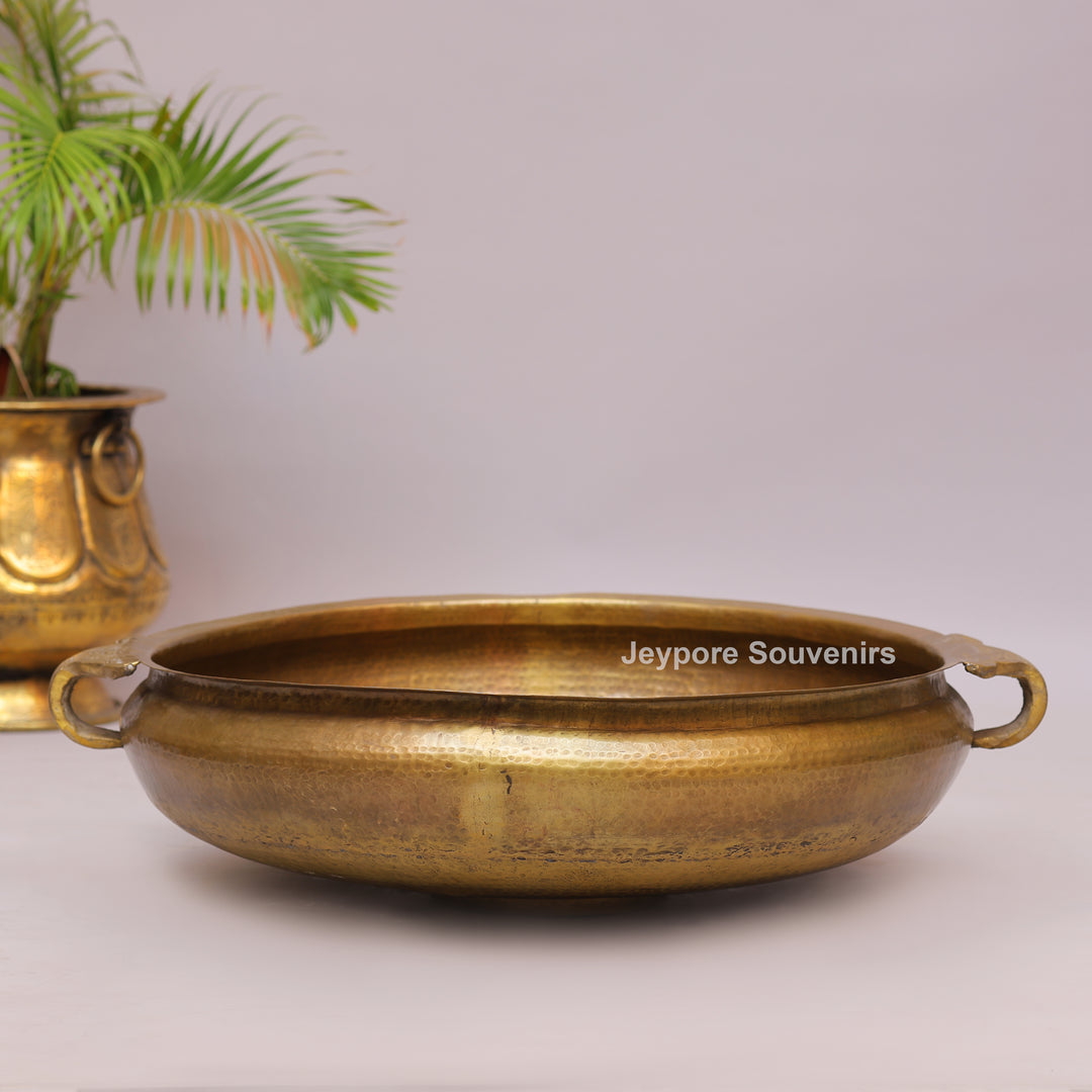 Handcrafted Brass Urli Bowl with Side Handles