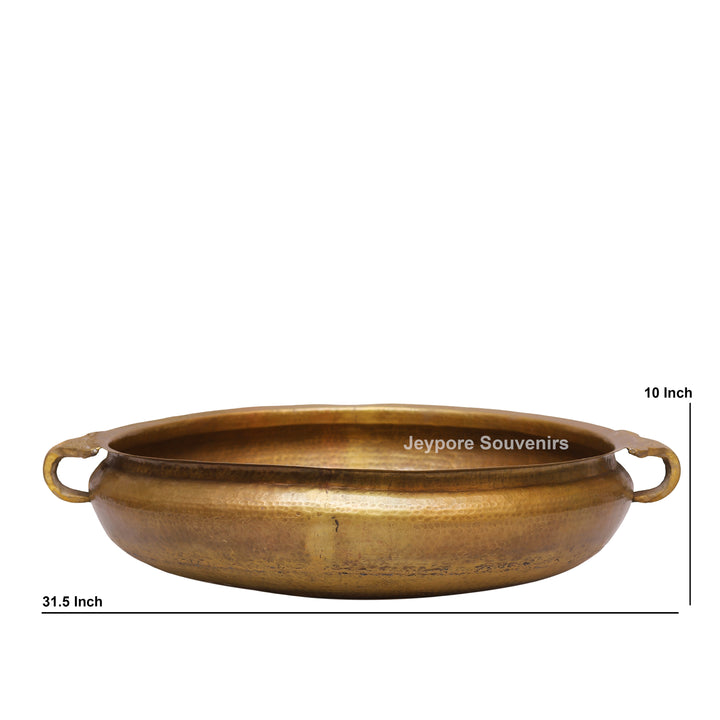 Handcrafted Brass Urli Bowl with Side Handles