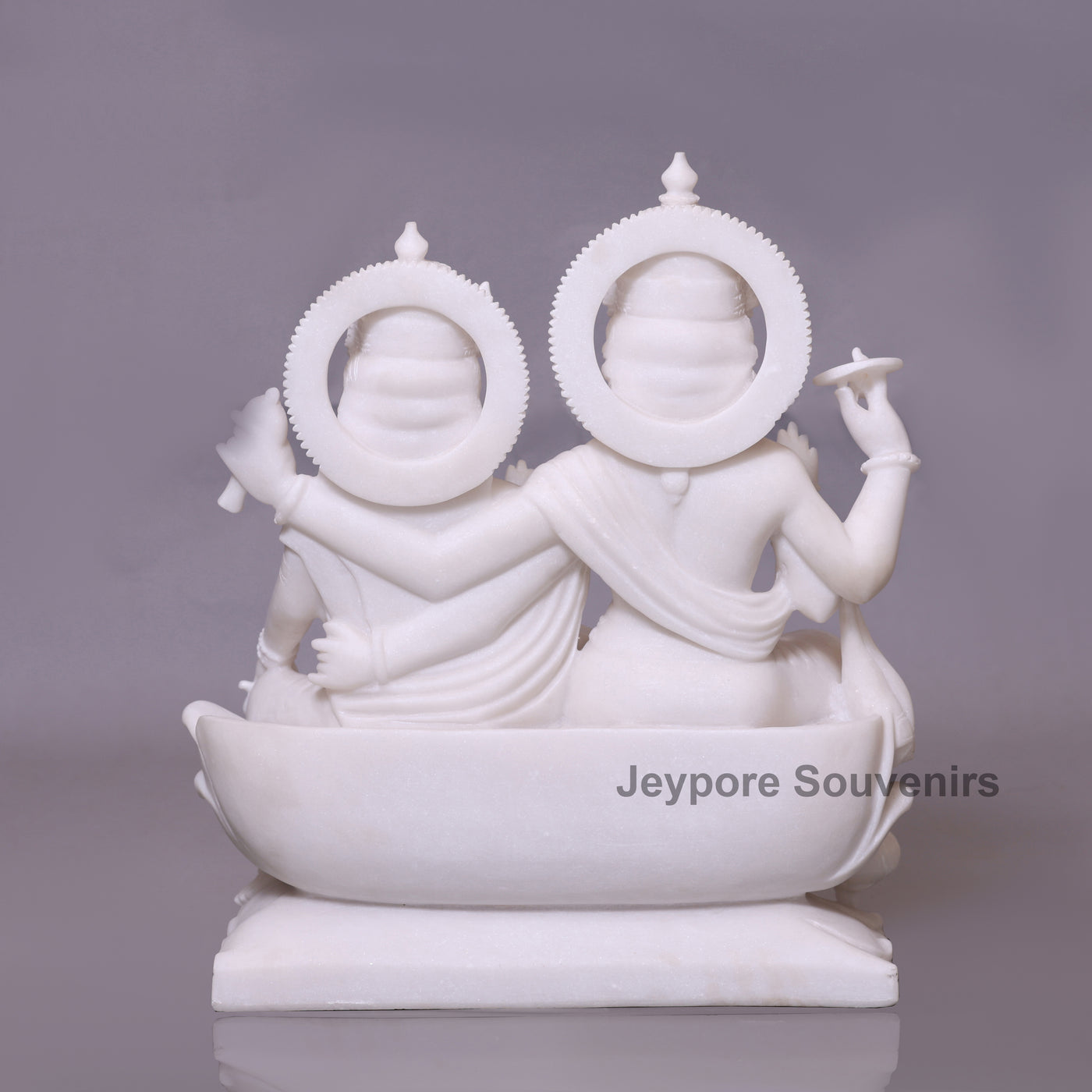 24" Divine White Marble Lakshmi Narayan Idol Set