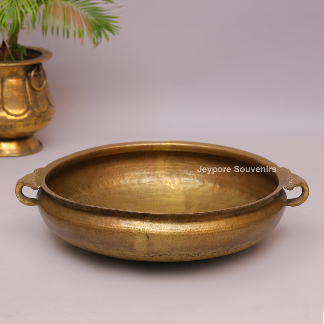 Handcrafted Brass Urli Bowl with Side Handles