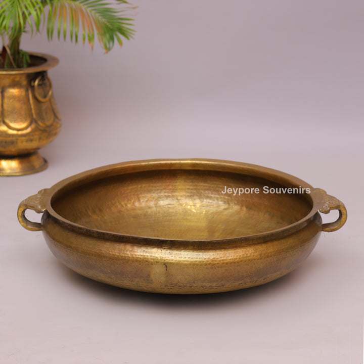 Handcrafted Brass Urli Bowl with Side Handles