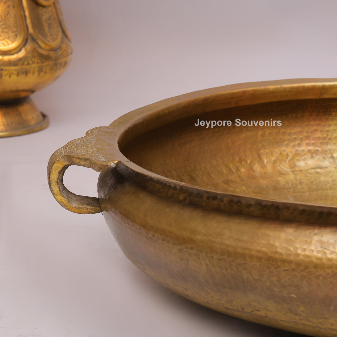 Handcrafted Brass Urli Bowl with Side Handles