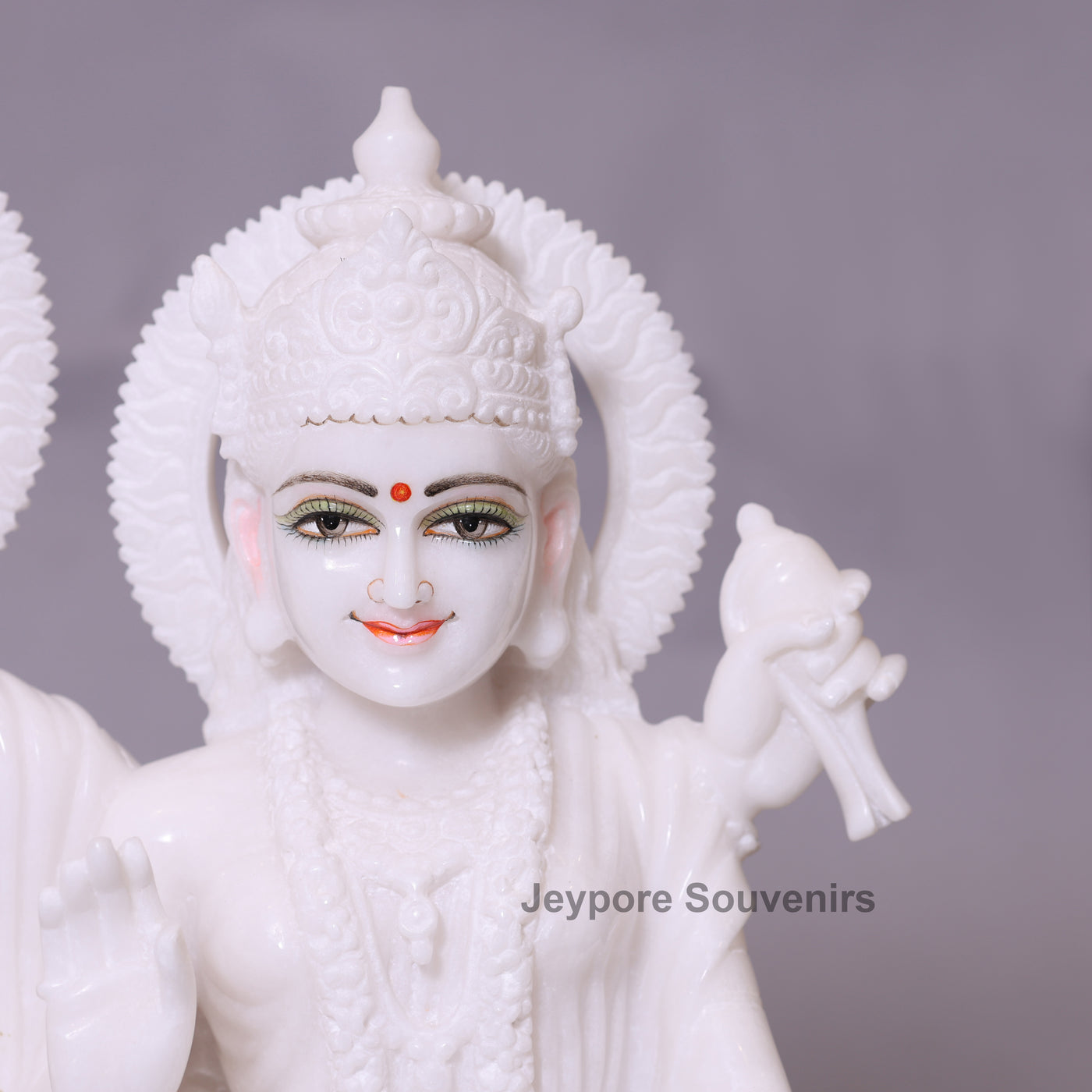 24" Divine White Marble Lakshmi Narayan Idol Set