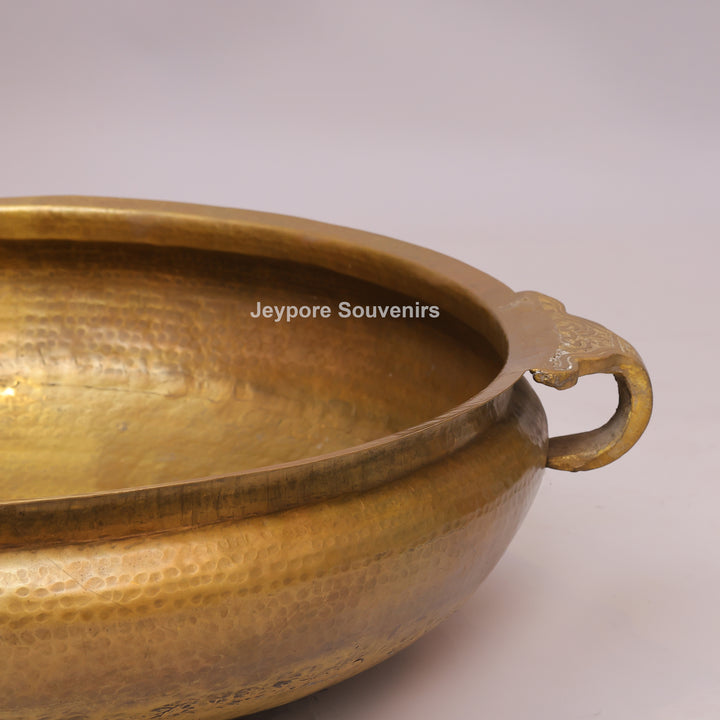 Handcrafted Brass Urli Bowl with Side Handles