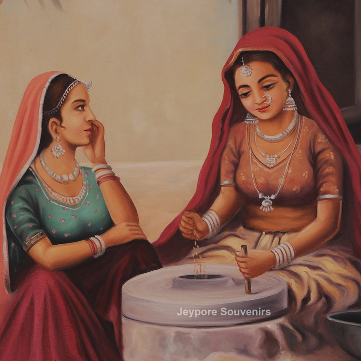 Traditional Rajasthani village Culture - Canvas Painting