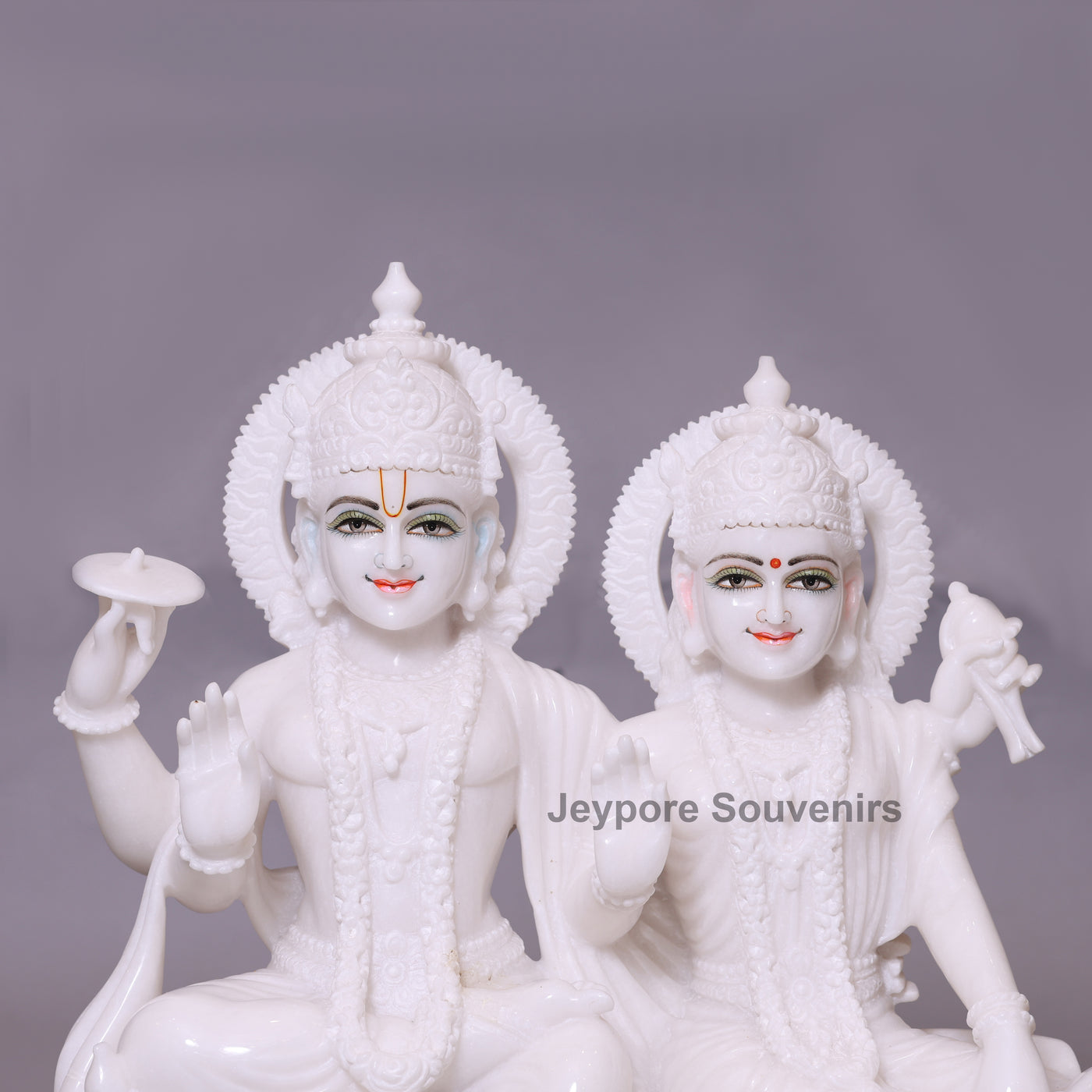 24" Divine White Marble Lakshmi Narayan Idol Set