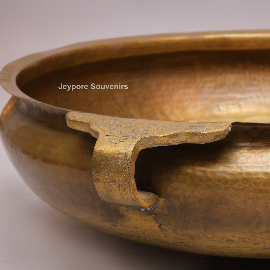 Handcrafted Brass Urli Bowl with Side Handles