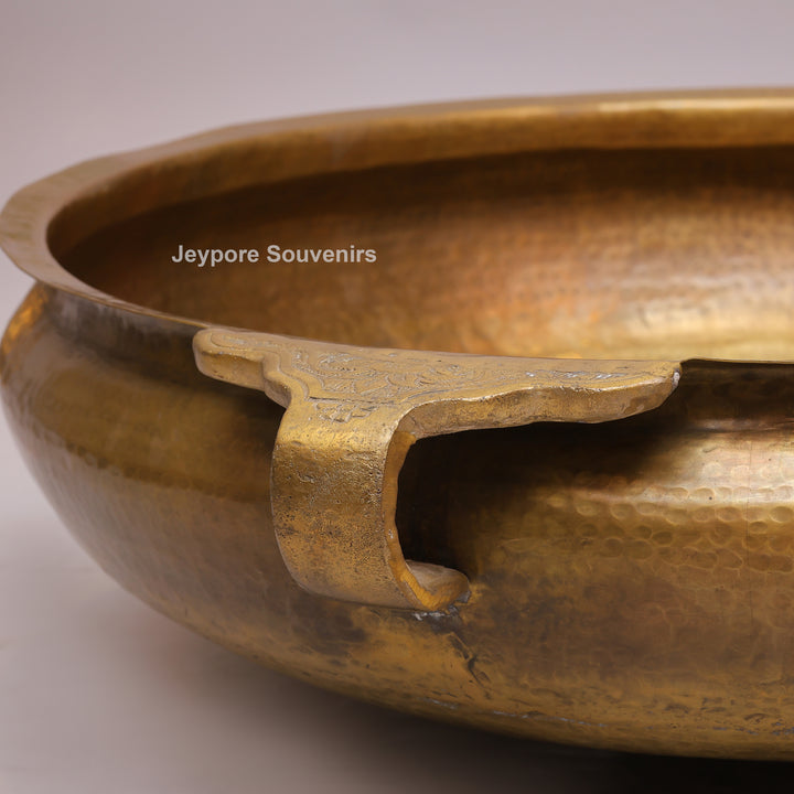 Handcrafted Brass Urli Bowl with Side Handles