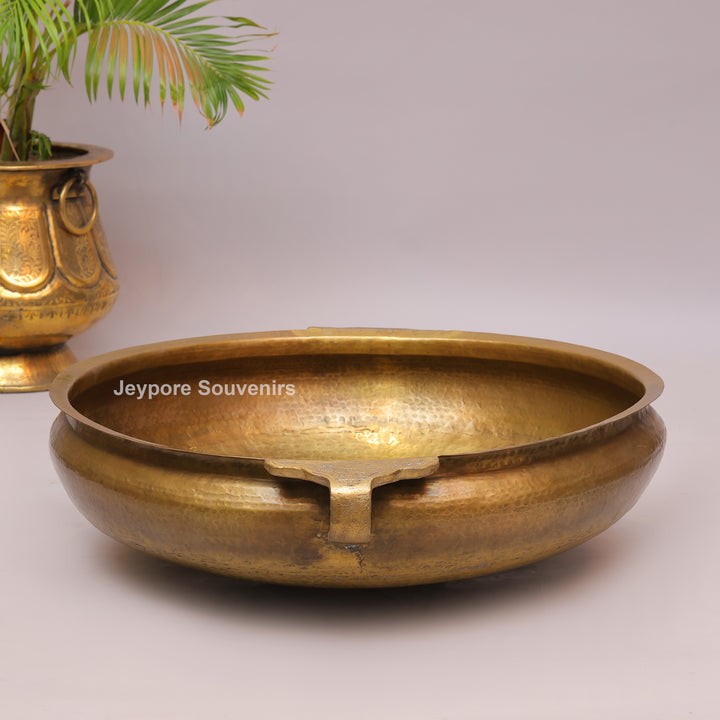 Handcrafted Brass Urli Bowl with Side Handles