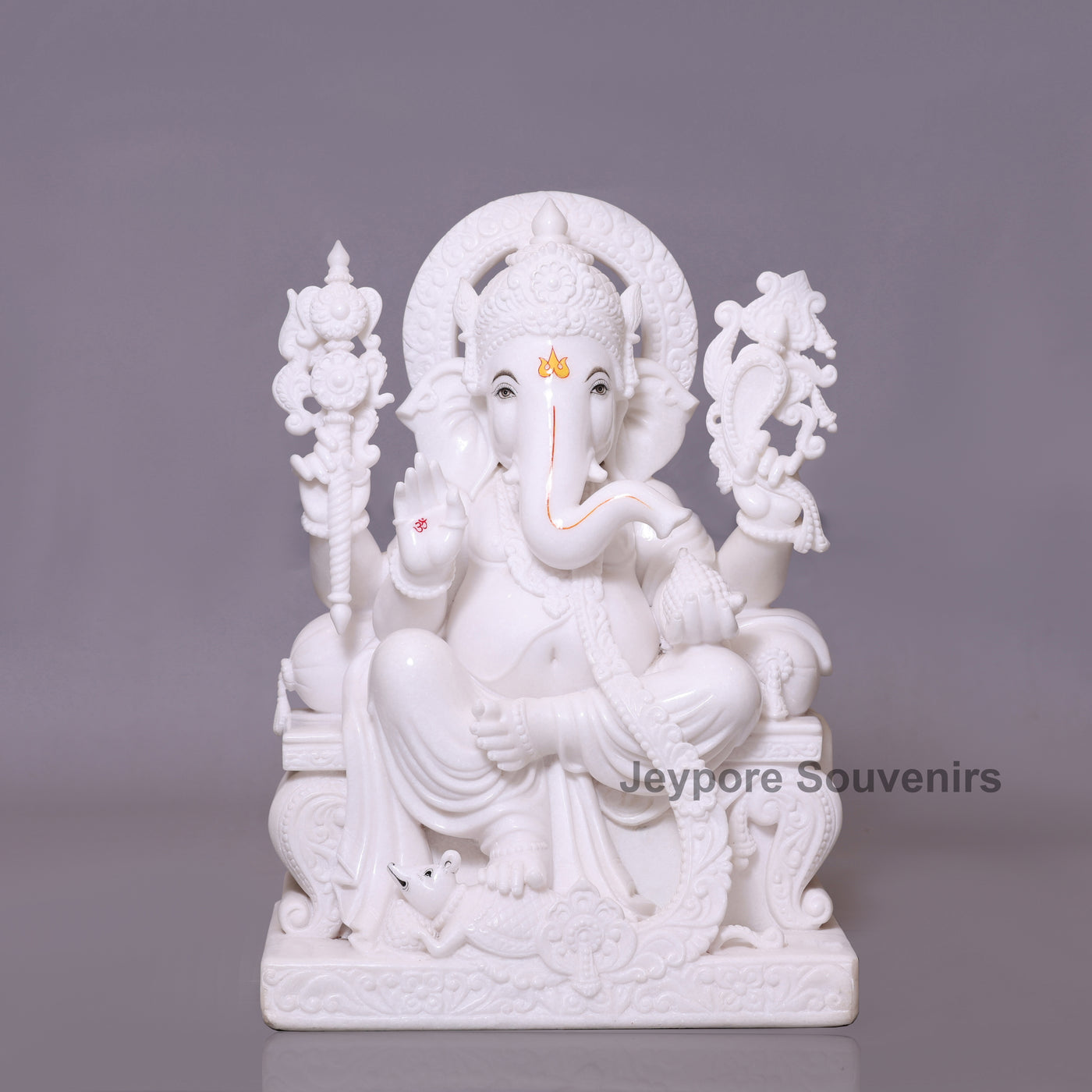 27" Handcrafted  Pure White Marble Lord Ganesha Statue