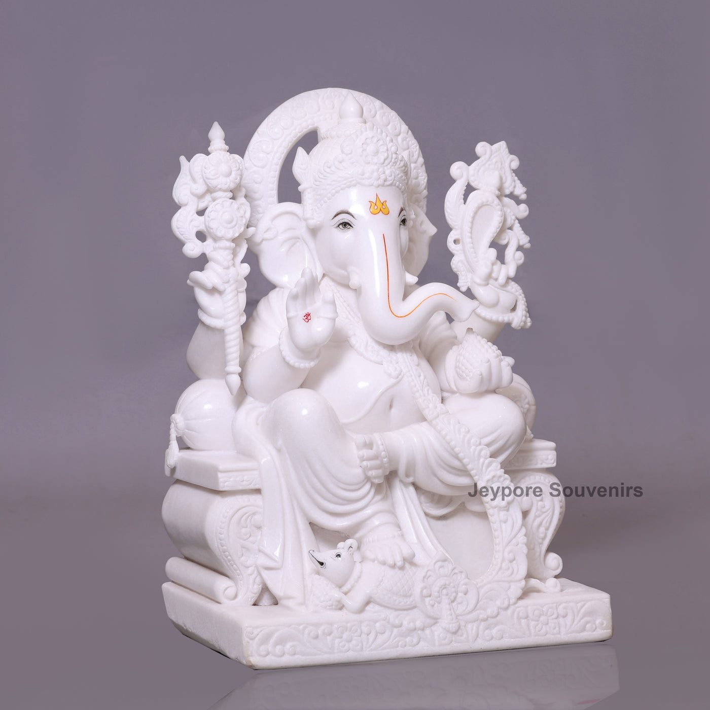 27" Handcrafted  Pure White Marble Lord Ganesha Statue