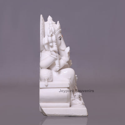 27" Handcrafted  Pure White Marble Lord Ganesha Statue