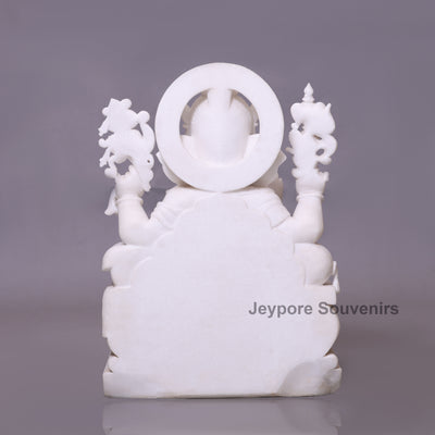 27" Handcrafted  Pure White Marble Lord Ganesha Statue