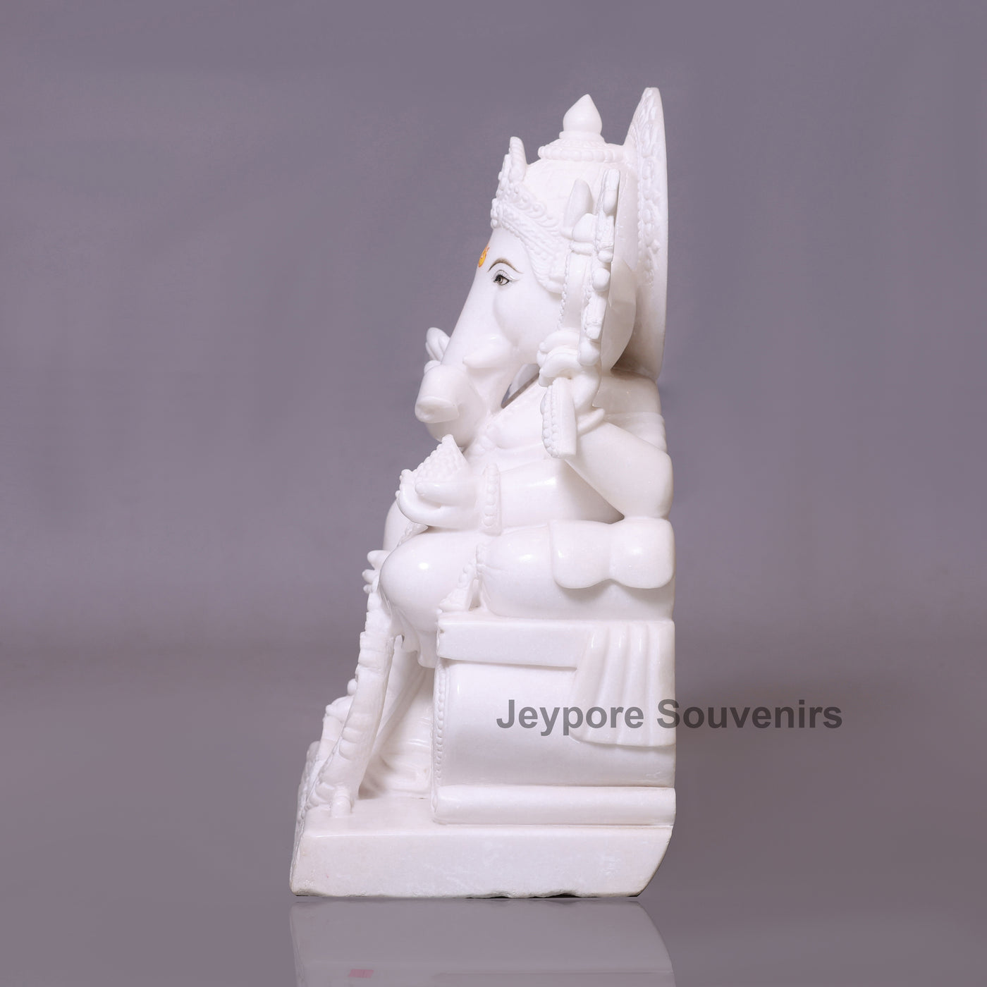 27" Handcrafted  Pure White Marble Lord Ganesha Statue