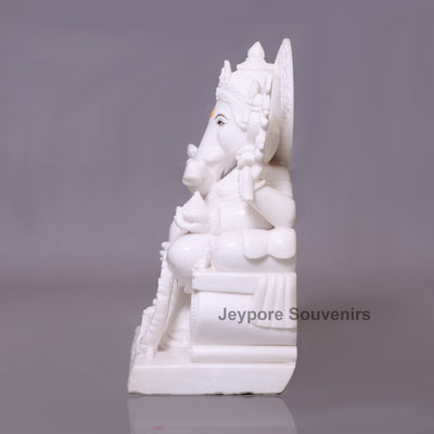 27" Handcrafted  Pure White Marble Lord Ganesha Statue