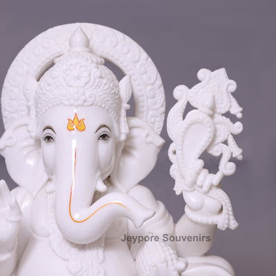 27" Handcrafted  Pure White Marble Lord Ganesha Statue