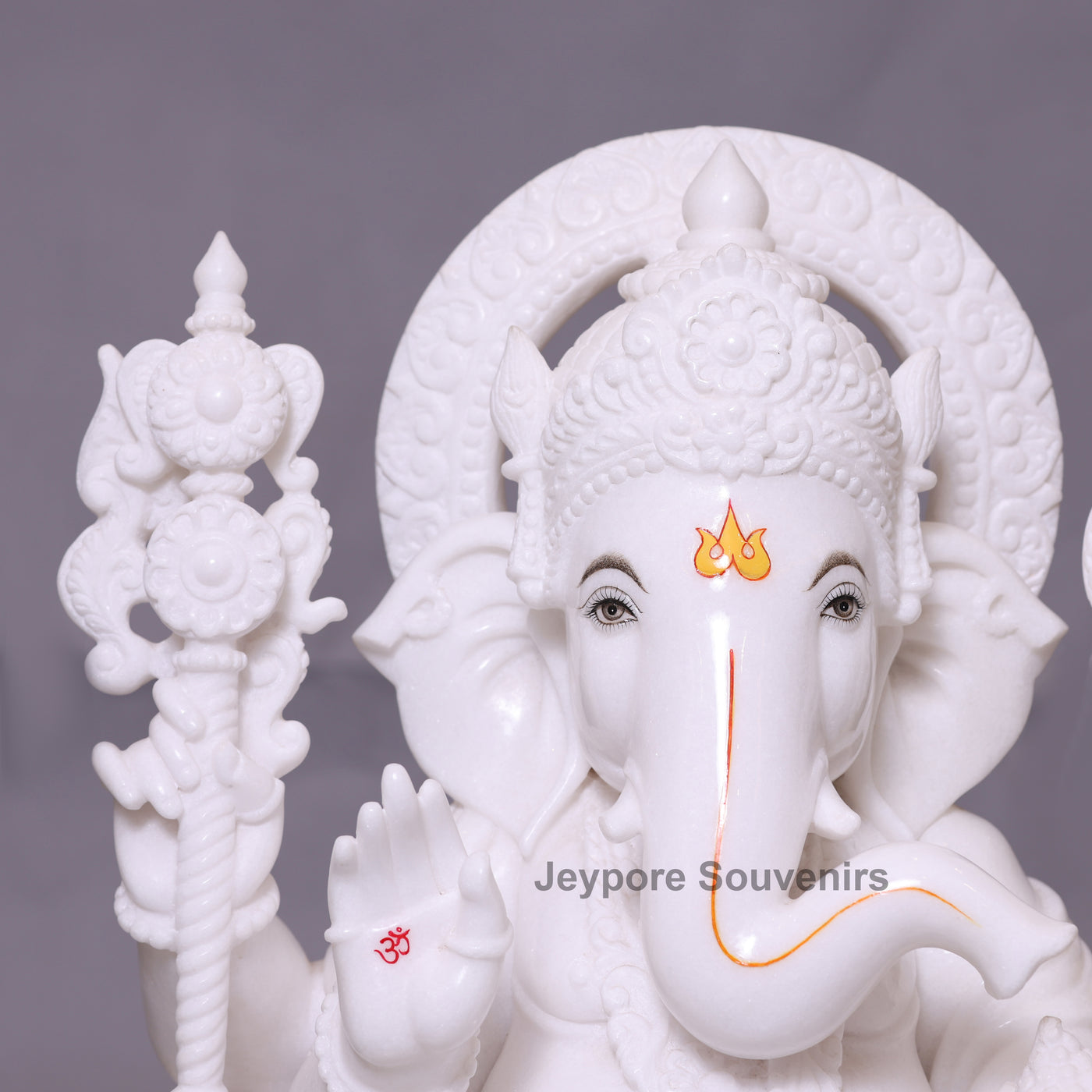 27" Handcrafted  Pure White Marble Lord Ganesha Statue