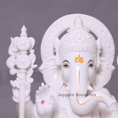 27" Handcrafted  Pure White Marble Lord Ganesha Statue