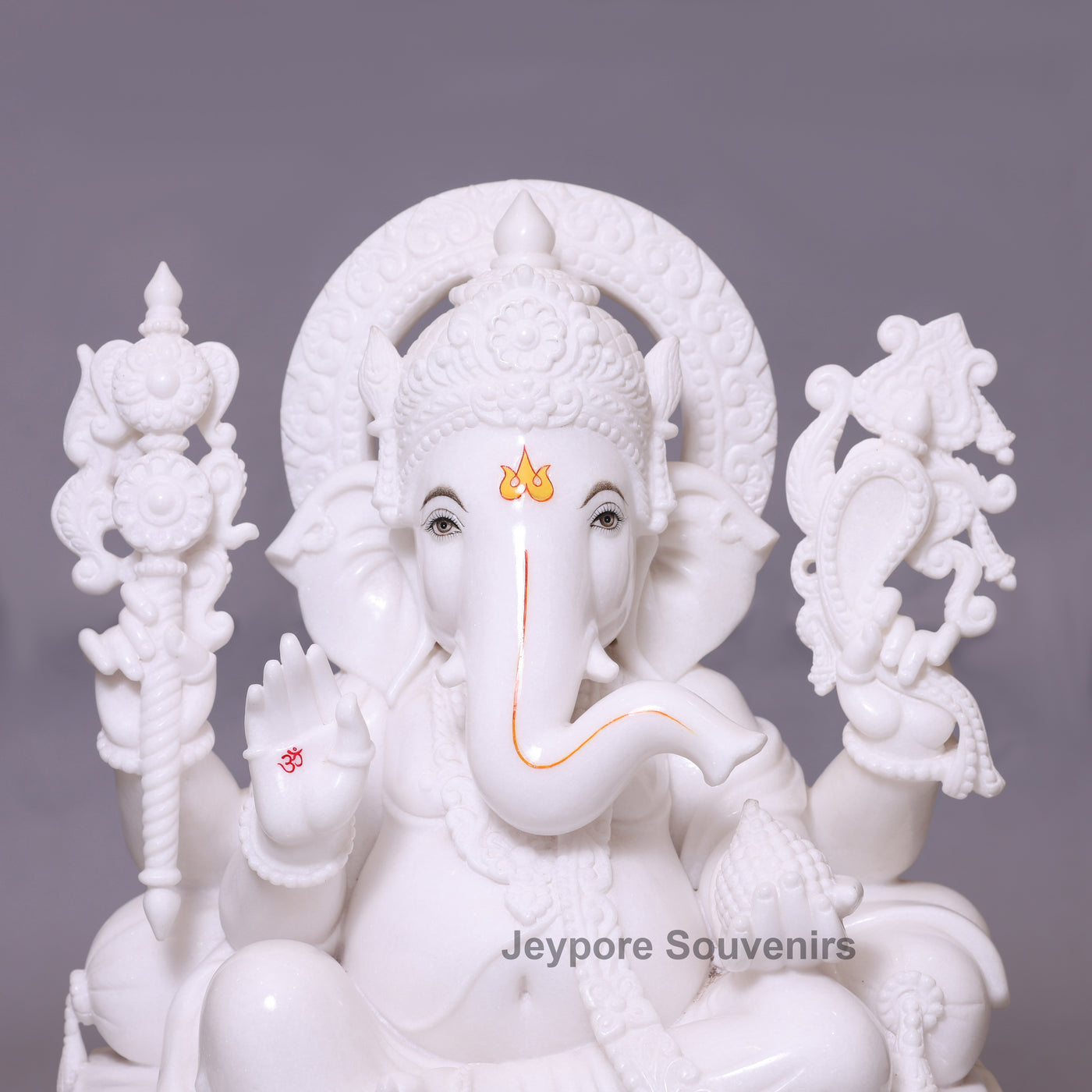 27" Handcrafted  Pure White Marble Lord Ganesha Statue