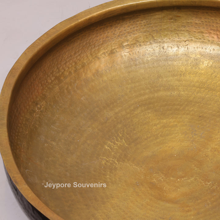 Handcrafted Antique Brass Urli Bowl with Side Handles