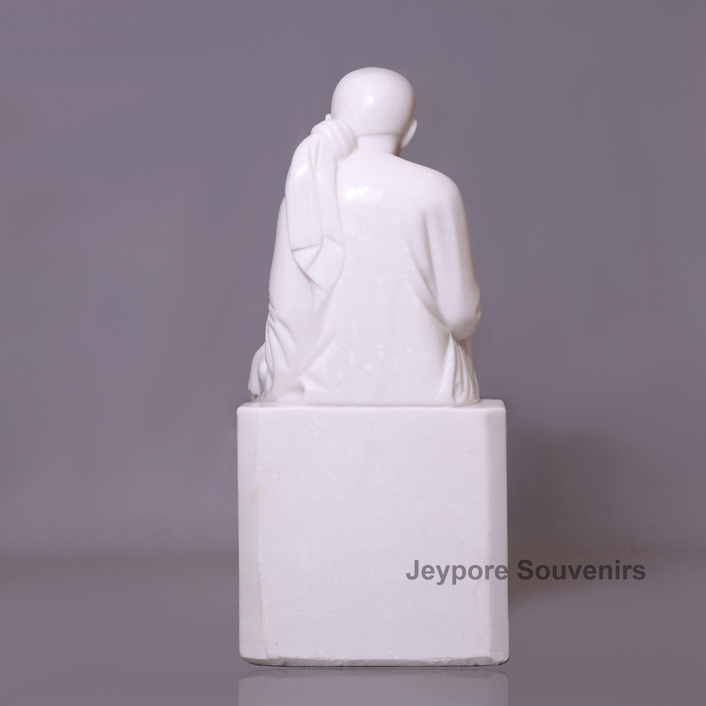 Exquisite 39" Handcrafted Pure White Marble Sai Baba Statue