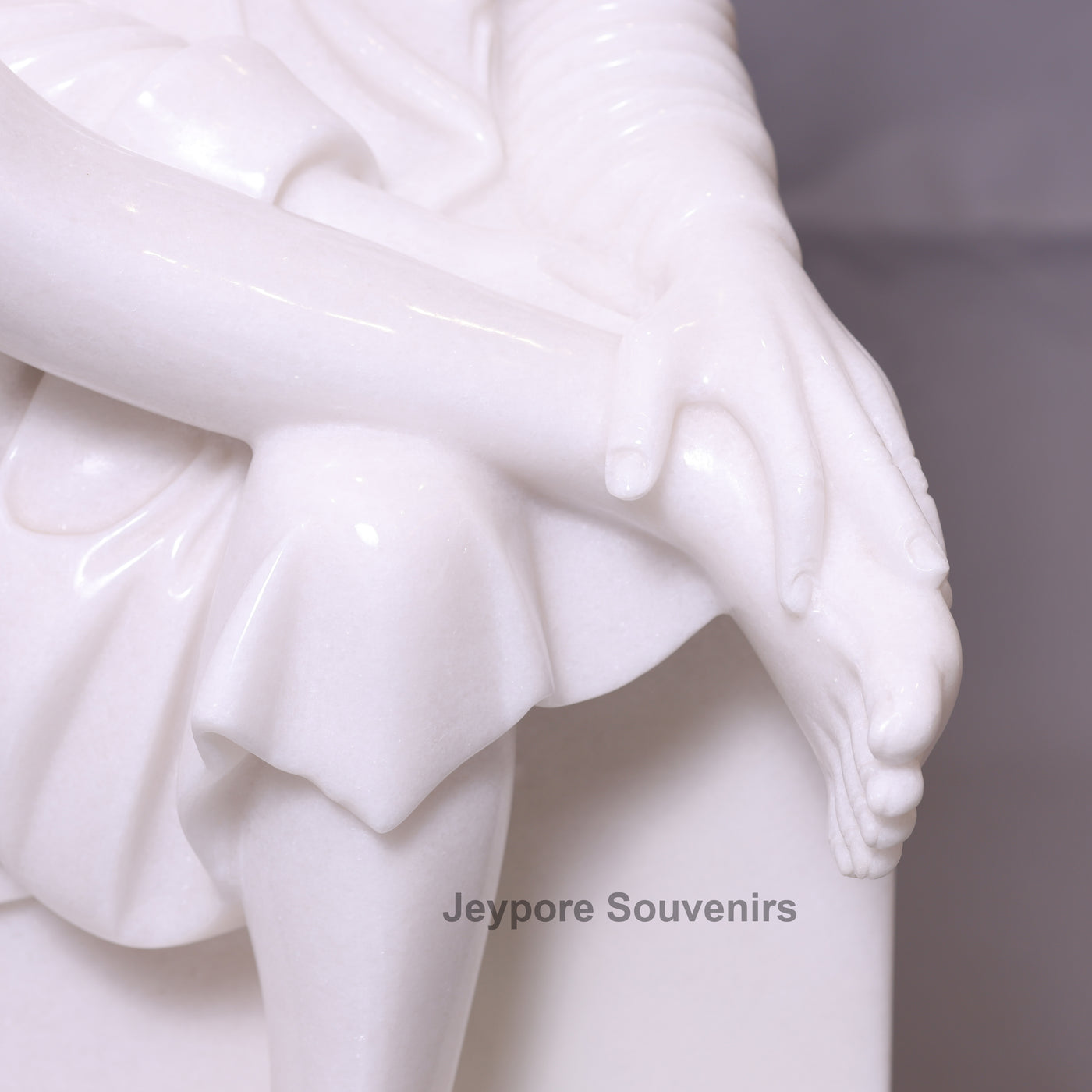 Exquisite 39" Handcrafted Pure White Marble Sai Baba Statue