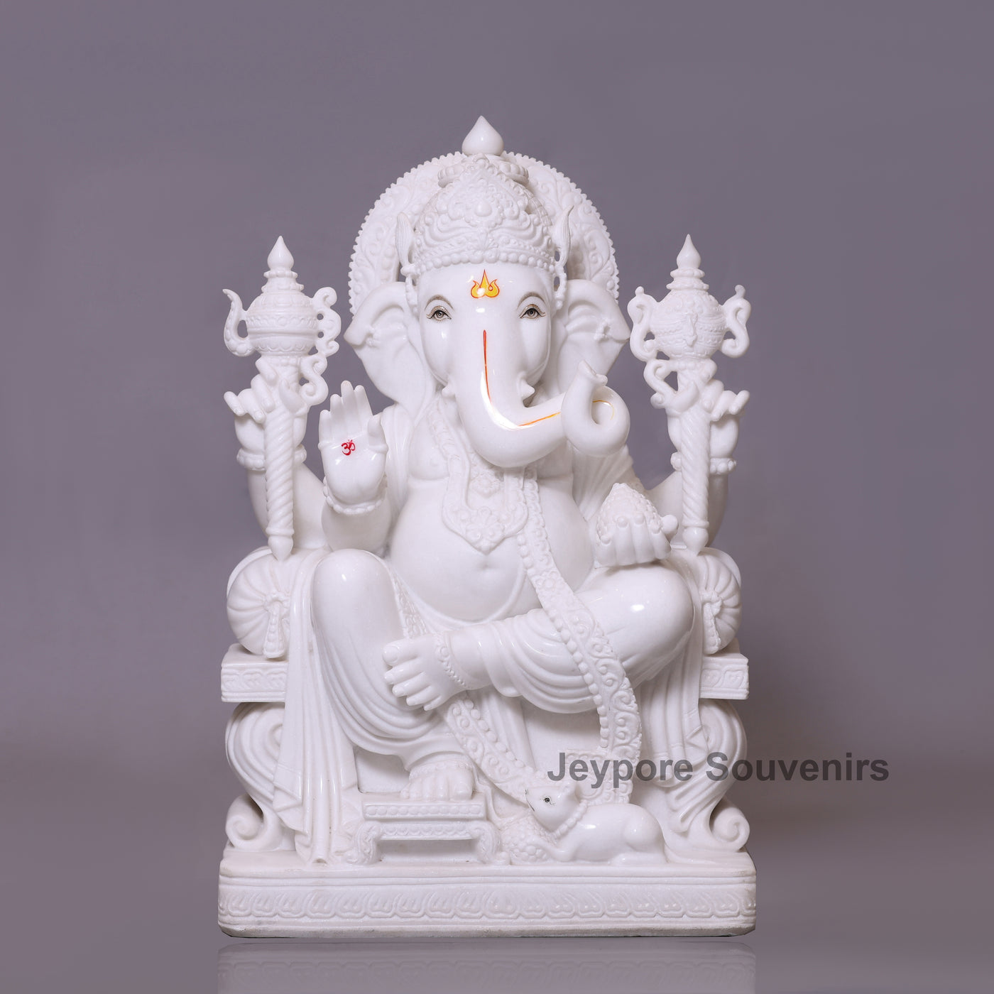 Enchanting 30" White Marble Lord Ganesha Statue