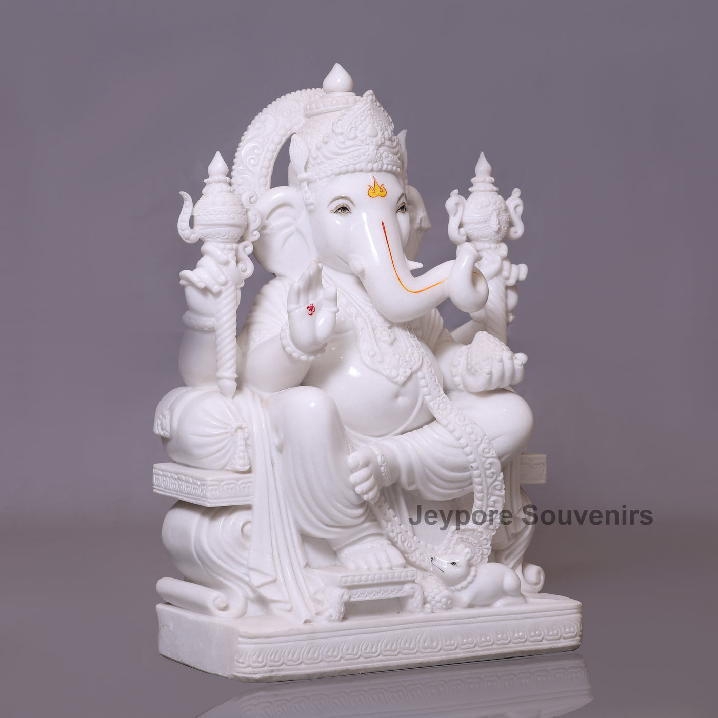 Enchanting 30" White Marble Lord Ganesha Statue