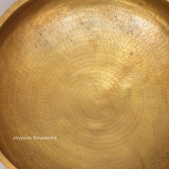 Handcrafted Hammered Brass Urli Bowl with Side Handles