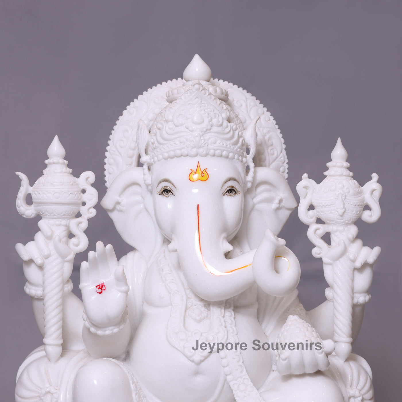 Enchanting 30" White Marble Lord Ganesha Statue