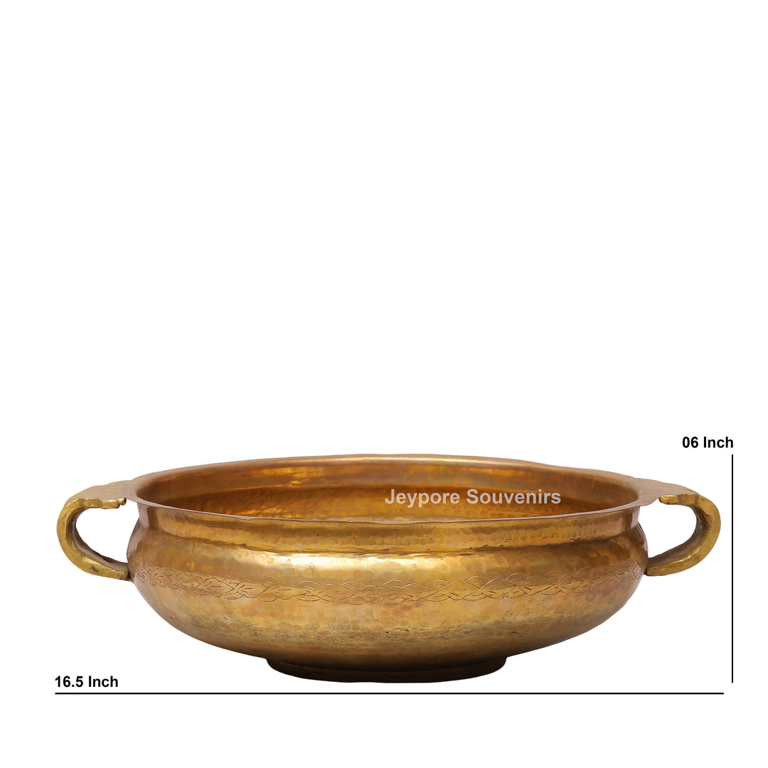 Handcrafted Decorative Centerpiece Brass Urli Bowl with Handles