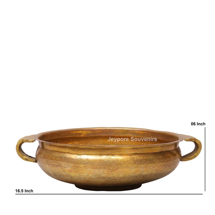 Handcrafted Decorative Centerpiece Brass Urli Bowl with Handles