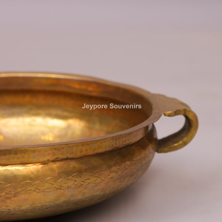 Handcrafted Decorative Centerpiece Brass Urli Bowl with Handles