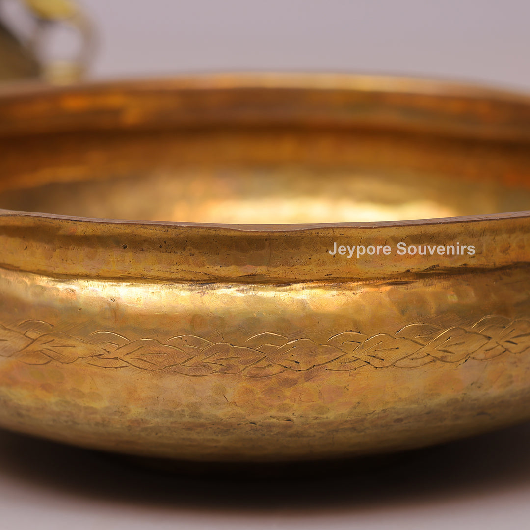 Handcrafted Decorative Centerpiece Brass Urli Bowl with Handles