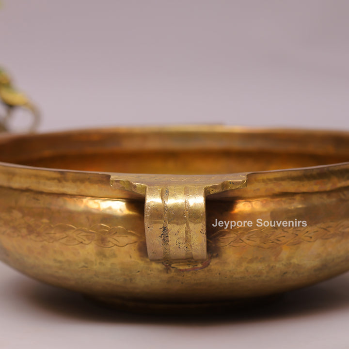 Handcrafted Decorative Centerpiece Brass Urli Bowl with Handles