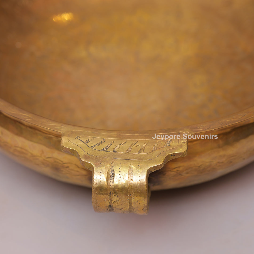 Handcrafted Decorative Centerpiece Brass Urli Bowl with Handles