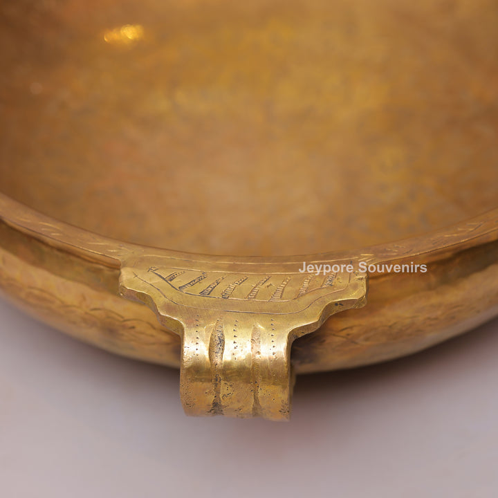 Handcrafted Decorative Centerpiece Brass Urli Bowl with Handles